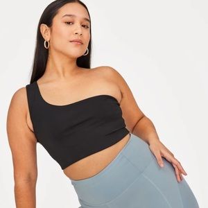 Girlfriend Collective lack Bianca One Shoulder Bra